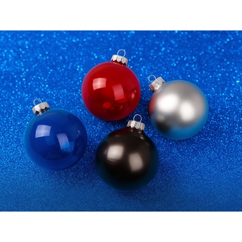 Стеклянный елочный шар "Christmas bauble", серебро, металлик, с серебристым колпачком в черной коробке