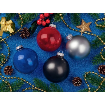 Стеклянный елочный шар "Christmas bauble", серебро, металлик, с серебристым колпачком в черной коробке