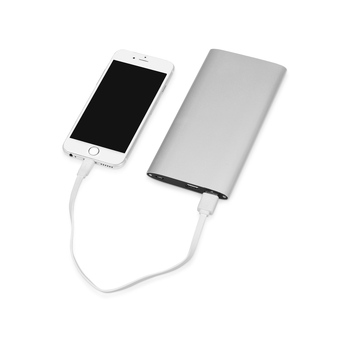 Портативное зарядное устройство "Джет" с 2-мя USB-портами, 8000 mAh, серебристый