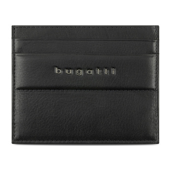 Портмоне для кредитных карт BUGATTI НОМ | NOME, с защитой данных RFID, черное, натуральная воловья кожа, 10,2х0,3х8,2 см