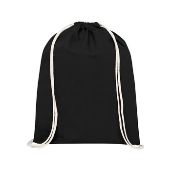 Рюкзак со шнурком Tenes из хлопка плотностью 140 г/м2, черный