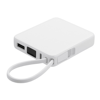 Внешний аккумулятор со встроенным кабелем USB-C «Дэнси», 5000 мАч, белый
