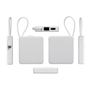 Внешний аккумулятор со встроенным кабелем USB-C «Дэнси», 5000 мАч, белый