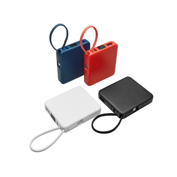 Внешний аккумулятор со встроенным кабелем USB-C «Дэнси», 5000 мАч, белый