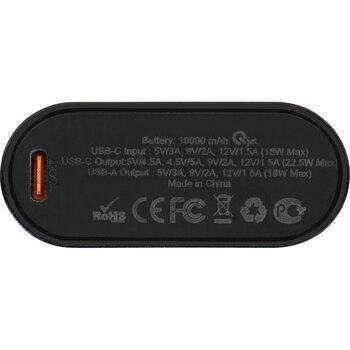 Внешний аккумулятор с QC/PD "Qwik", 10000 mah, черный