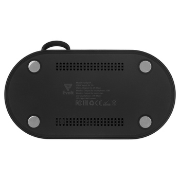 Складная зарядная станция с беспроводной зарядкой «Flashport», 15 Вт, черный