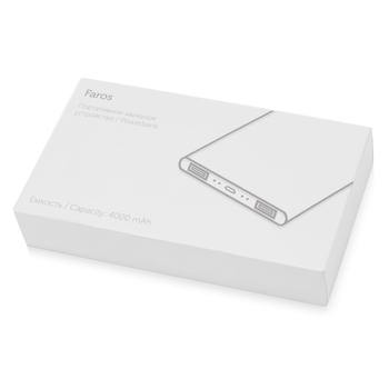 Портативное зарядное устройство с белой подсветкой логотипа «Faros», soft-touch, 4000 mAh