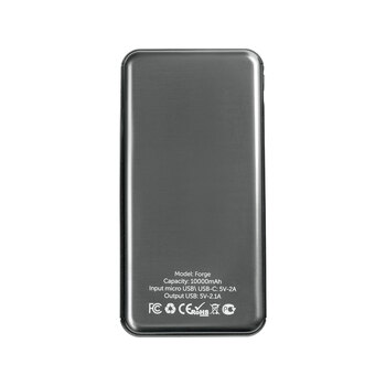 Внешний аккумулятор «Forge» v.2, металл, 10000mah, серый