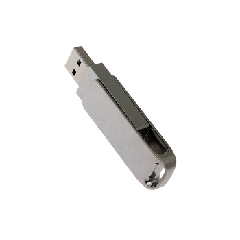 USB 2.0- флешка на 128 Гб поворотный механизм 2 в 1, c дополнительным разъемом Type-C с одноцветным металлическим клипом, серебристый