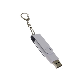 USB-флешка на 16 Гб 2 в 1 поворотный механизм, c дополнительным разъемом Type-C с одноцветным металлическим клипом, белый