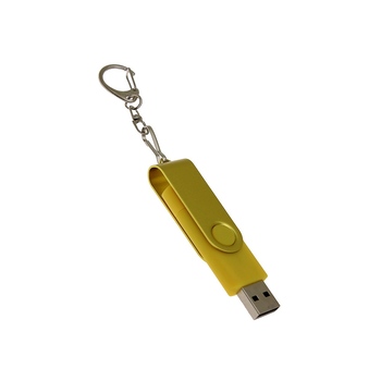USB-флешка на 32 Гб 2 в 1 поворотный механизм, c дополнительным разъемом Type-C с одноцветным металлическим клипом, желтый