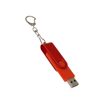 USB-флешка на 8 Гб 2 в 1 поворотный механизм, c дополнительным разъемом Type-C с одноцветным металлическим клипом, красный
