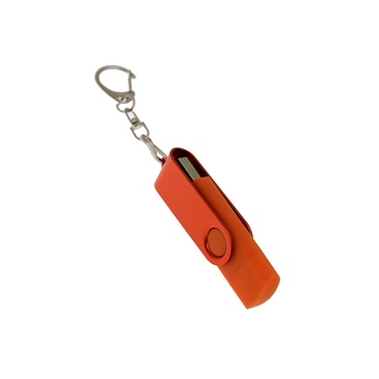 USB-флешка на 8 Гб 2 в 1 поворотный механизм, c дополнительным разъемом Type-C с одноцветным металлическим клипом, оранжевый