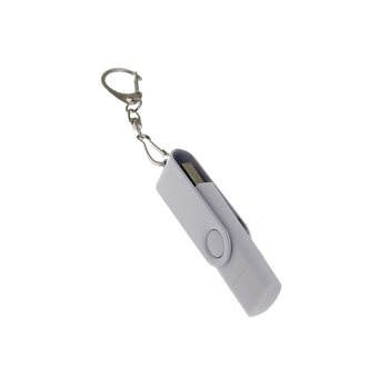 USB-флешка на 256 Гб 2 в 1 поворотный механизм, c дополнительным разъемом Type-C с одноцветным металлическим клипом, белый