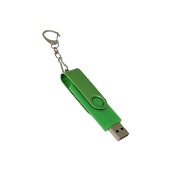 USB-флешка на 64 Гб 2 в 1 поворотный механизм, c дополнительным разъемом Type-C с одноцветным металлическим клипом, зеленый