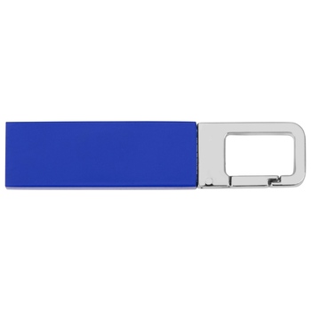 Флеш-карта USB 2.0 16 Gb с карабином "Hook", синий/серебристый