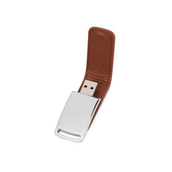 Флеш-карта USB 2.0 16 Gb с магнитным замком "Vigo", светло-коричневый/серебристый