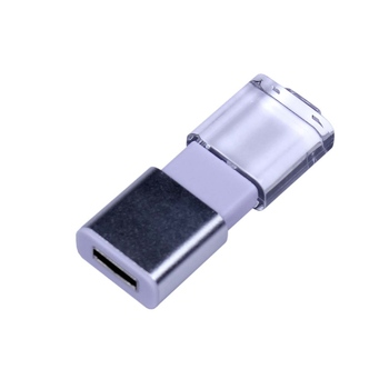 USB-флешка промо на 16 Гб прямоугольной формы, выдвижной механизм, белый