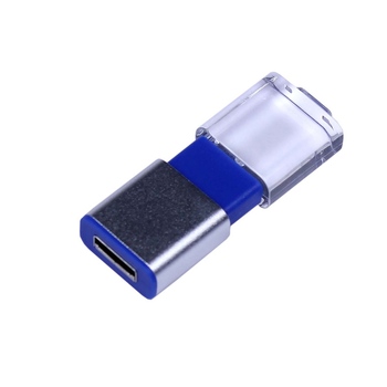 USB-флешка промо на 32 Гб прямоугольной формы, выдвижной механизм, синий