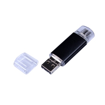 USB-флешка на 32 Гб c двумя дополнительными разъемами MicroUSB и TypeC, черный