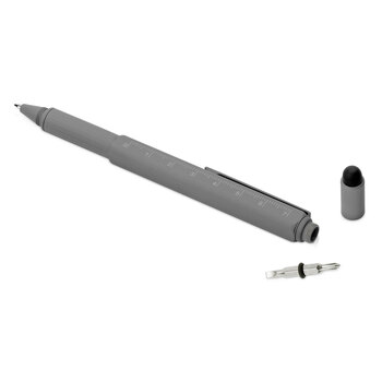 Ручка шариковая металлическая "Tool", серый. Встроенный уровень, мини отвертка, стилус