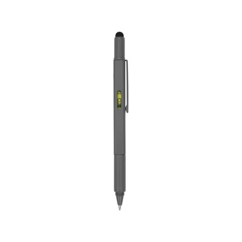 Ручка шариковая металлическая "Tool", серый. Встроенный уровень, мини отвертка, стилус