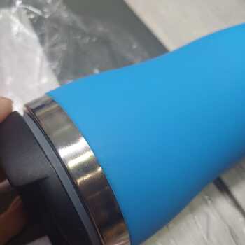 Термокружка "Mony Steel" 350 мл, soft touch, голубой (Р)