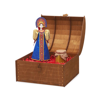 Подарочный набор: кукла фарфоровая, крем-мед, красный