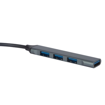 USB-хаб «Link» с коннектором 2-в-1 USB-C и USB-A, 2.0/3.0, серый
