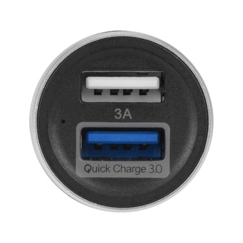 Адаптер автомобильный USB с функцией быстрой зарядки QC 3.0 "TraffIQ", черный/серебристый