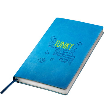 Бизнес-блокнот FUNKY А5, голубой, серый форзац, мягкая обложка, в линейку