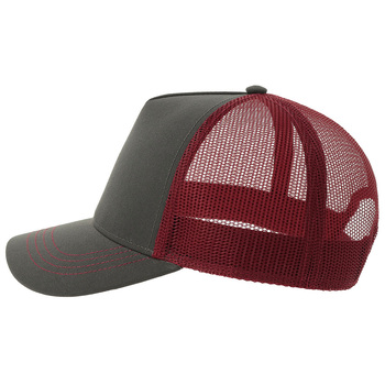 Бейсболка "RAPPER CANVAS-S", 5 клиньев, т.сер./красн, пласт.заст., 100% перераб. полиэстер, 270 г/м2