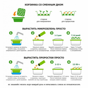 Подарочный комплект для проращивания микрозелени: проращиватель, семена мицуны