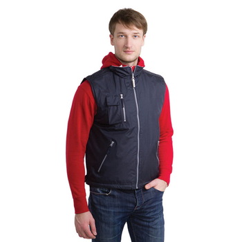 Жилет мужской PORTUGAL, темно-синий, 2XL, осн.ткань:100% полиэстер; подкладка:100% флис, 200 г/м2