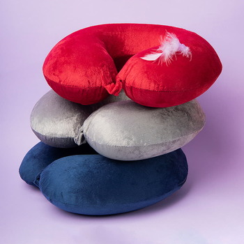 Подушка дорожная "SOFT"; memory foam, микрофибра,серый