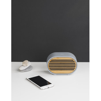 Bluetooth-колонка "Stonehenge" 5Вт с беспроводным зарядным устройством, камень/бамбук