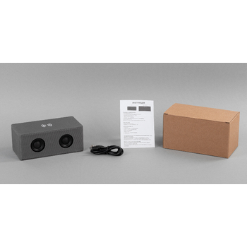 Bluetooth колонка "Cool Gray" с двумя динамиками (2х3Вт) и беспроводным зарядным устройством, переработанный пластик (RPET)