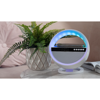 Bluetooth колонка "Smart Orb" 5Вт с беспроводным (15W) ЗУ, лампой, часами, FM радио