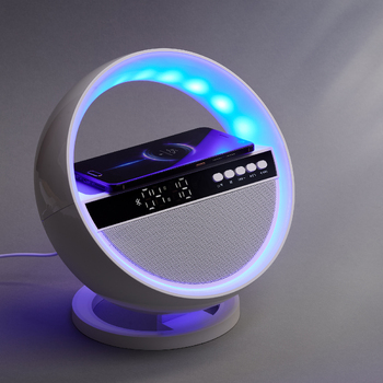 Bluetooth колонка "Smart Orb" 5Вт с беспроводным (15W) ЗУ, лампой, часами, FM радио