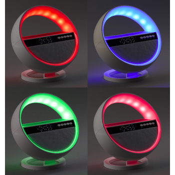 Bluetooth колонка "Smart Orb" 5Вт с беспроводным (15W) ЗУ, лампой, часами, FM радио