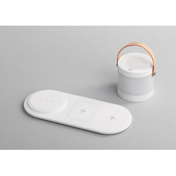 Настольная беспроводная (15W) зарядная станция "Smart Home" с bluetooth колонкой-лампой