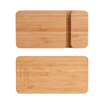 Беспроводное (10W) зарядное устройство "Bamboo Power" 5000 mAh с подставкой под смартфон, бамбук