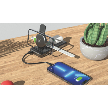 Беспроводная зарядная (20W/15W) станция-пауэрбэнк "Slider" 10000 mAh для смартфонов, наушников, часов, с подвижным зарядным блоком