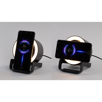 Bluetooth колонка-подставка "Smart Loud" с беспроводным (10W) зарядным устройством, лампой и подсветкой логотипа