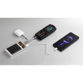 Зарядное (22.5W) устройство "Link" 10000 mAh с прозрачным корпусом, цифровым индикатором заряда и встроенными Type-C/Lightning кабелями