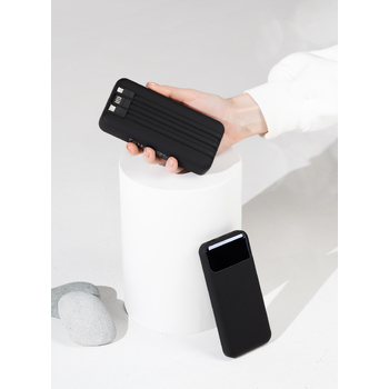 Зарядное (22.5W) устройство "Grade SOFTTOUCH" 10000 mAh с подсветкой логотипа, встроенными кабелями и цифровым индикатором заряда
