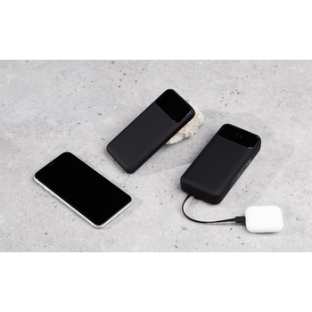 Зарядное (22.5W) устройство "Grade SOFTTOUCH" 10000 mAh с подсветкой логотипа, встроенными кабелями и цифровым индикатором заряда