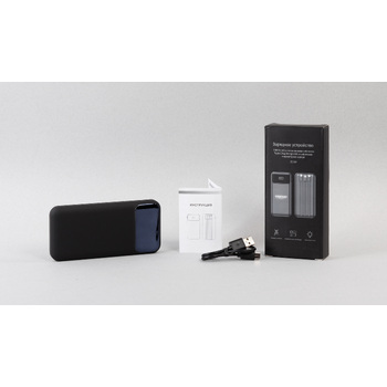 Зарядное (22.5W) устройство "Grade SOFTTOUCH" 10000 mAh с подсветкой логотипа, встроенными кабелями и цифровым индикатором заряда