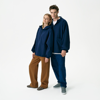 Ветровка (анорак) оверсайз унисекс Риссман (Rissman), темно-синяя, размер XL/XXL