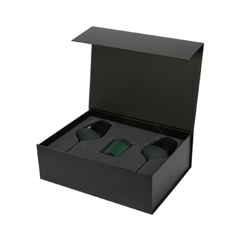 Подарочный набор свеча Энигма (Enigma) + 2 бокала для вина Эмеральд (Emerald) в черной коробке